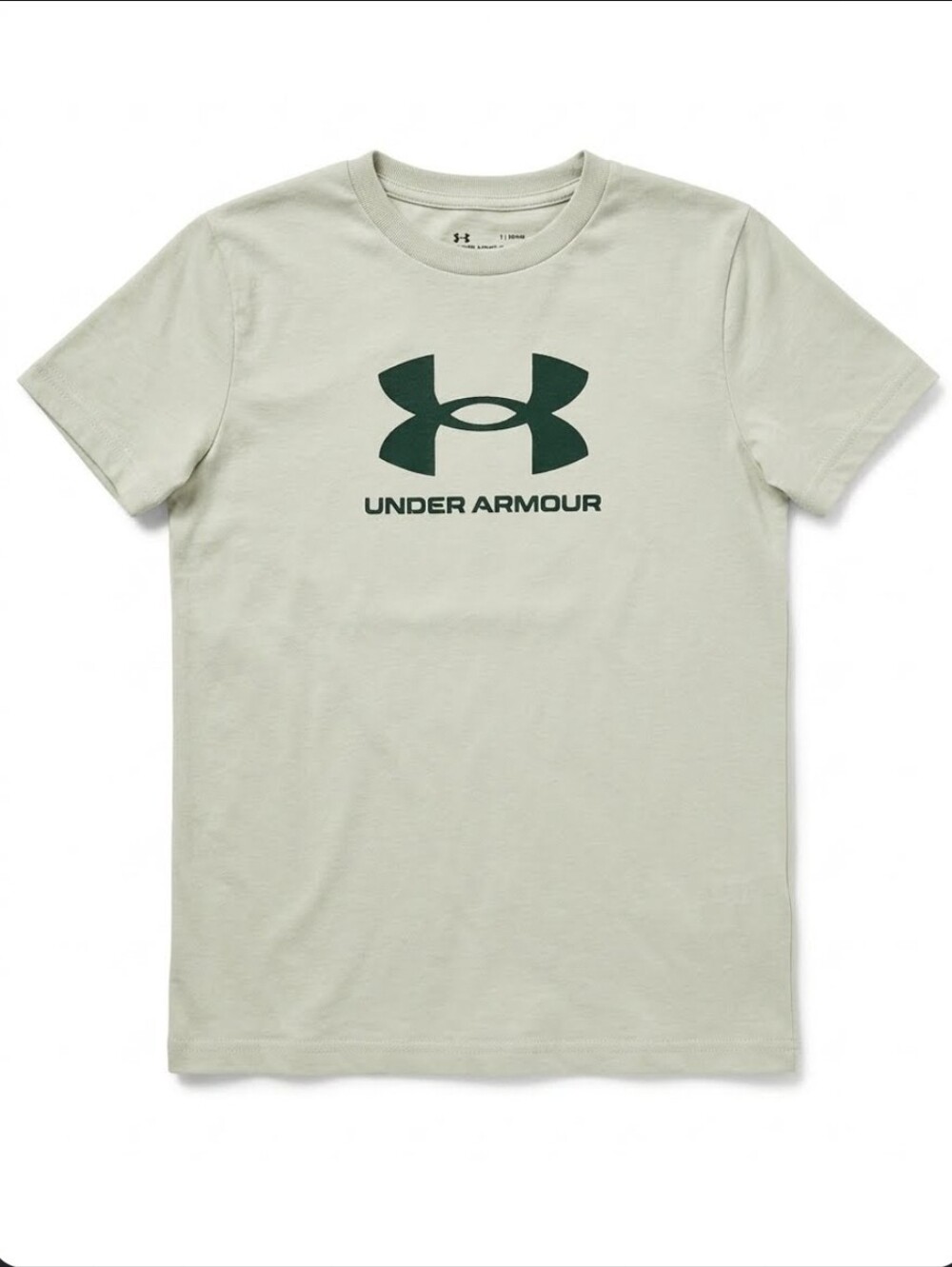 Under Armour Tee with Dark Green Logo BOYS YM